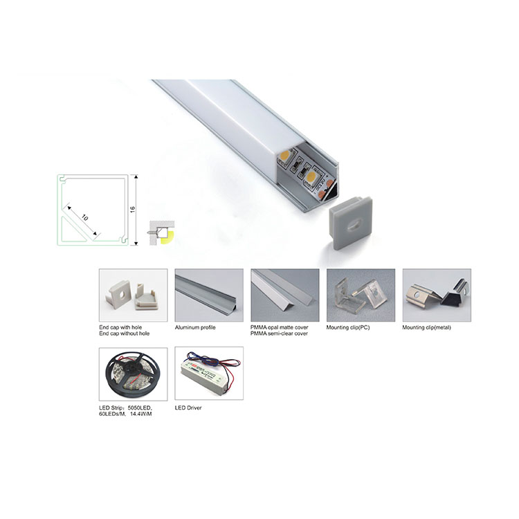 Corner Mounted Black Anodized Aluminum LED Profile For 10mm LED Lighting Strips Corner Mounted Black Anodized Aluminum LED Profile For 10mm LED Lighting Strips